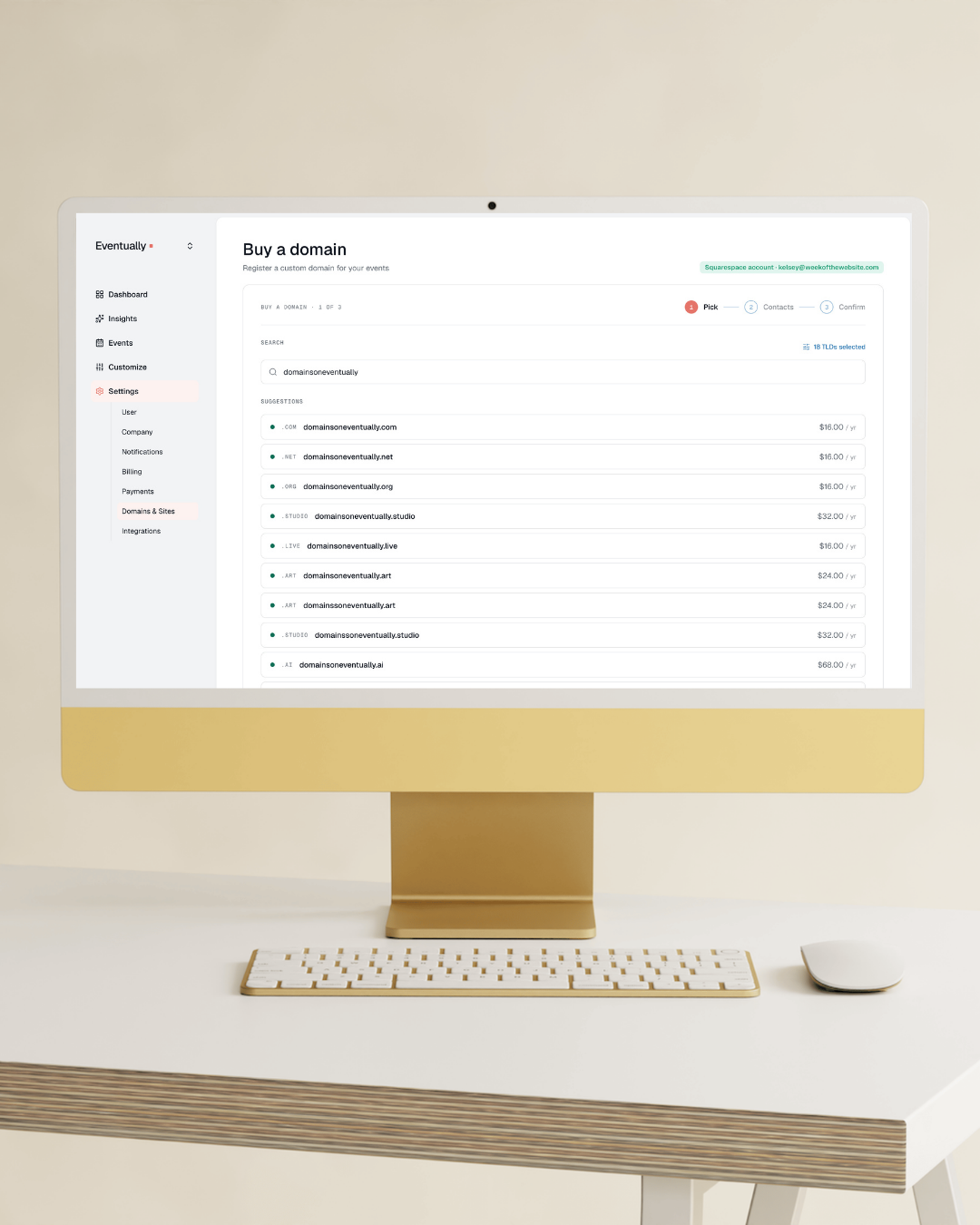 Eventually now offers Squarespace domains and sites: everything you need to sell event tickets, all in one place