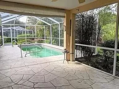 Before: Cramped deck with cracked, dated tile - tight three-foot run, begging for more space. 