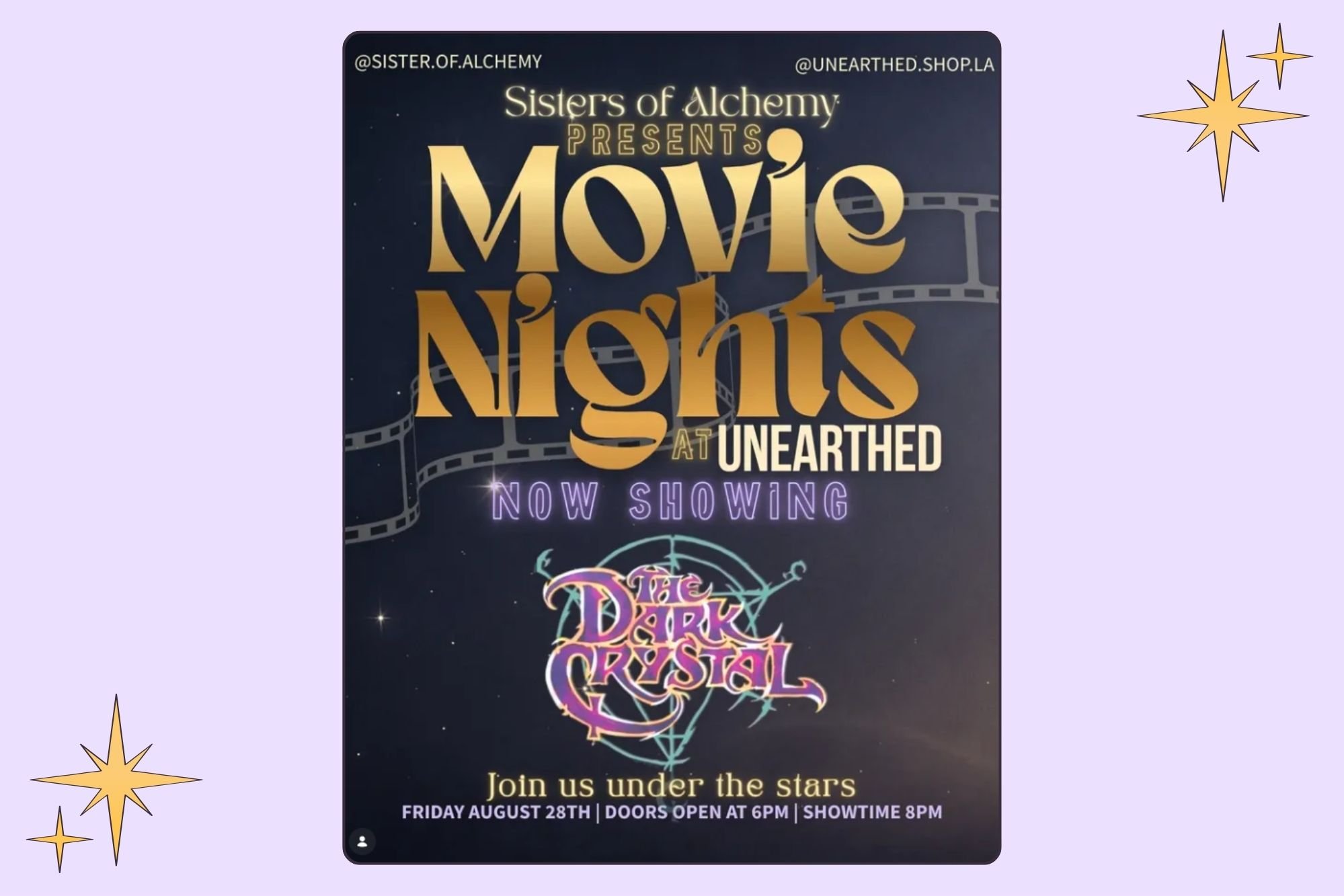 Sisters of Alchemy Presents : Movie Nights at unearthed 