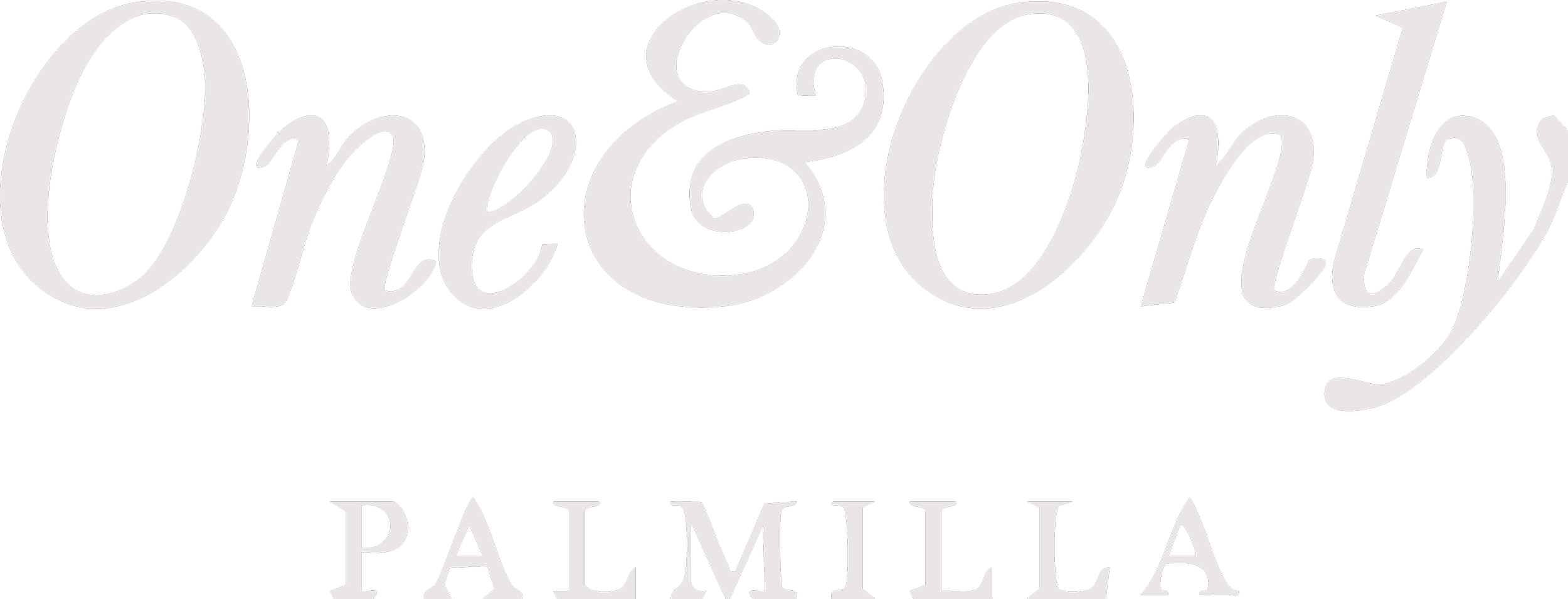 Stylized text reading 'One & Only Palmilla' in gray cursive font on a black background.
