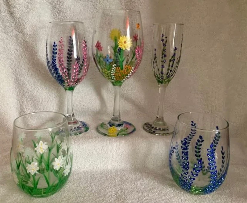 Spring Wine Glass Painting