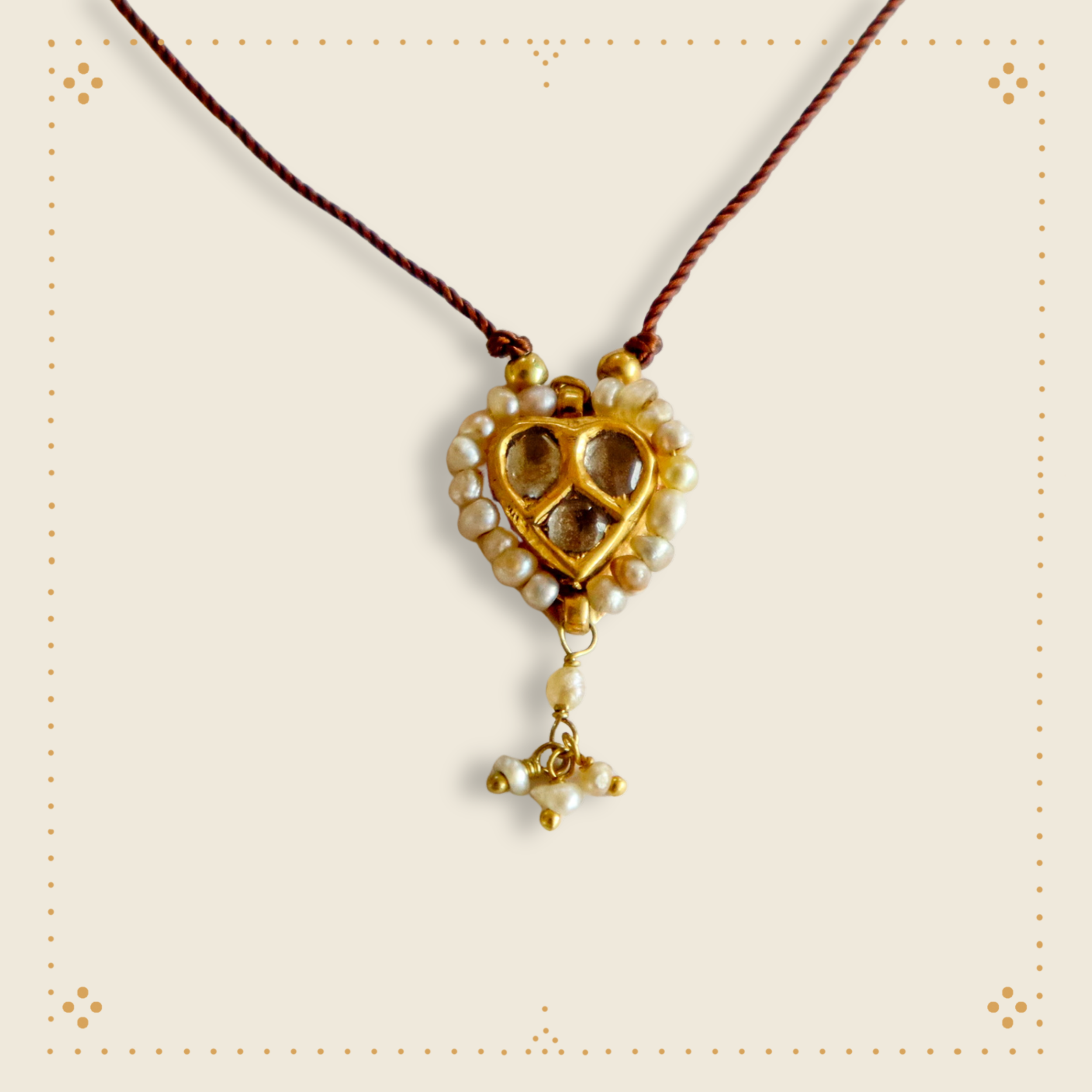 PERSIAN PEARL AND WHITE SAPPHIRE HEART