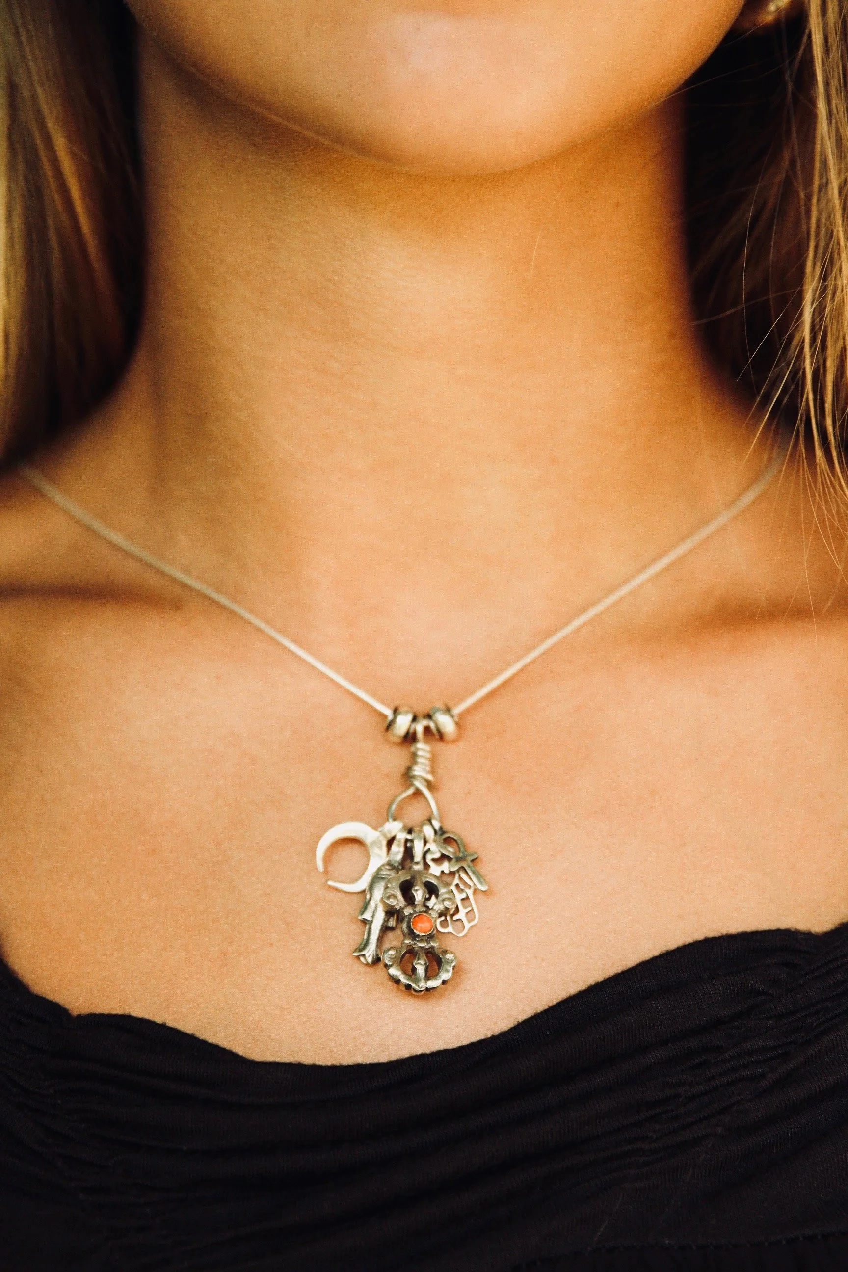SILVER CHARMS NECKLACE