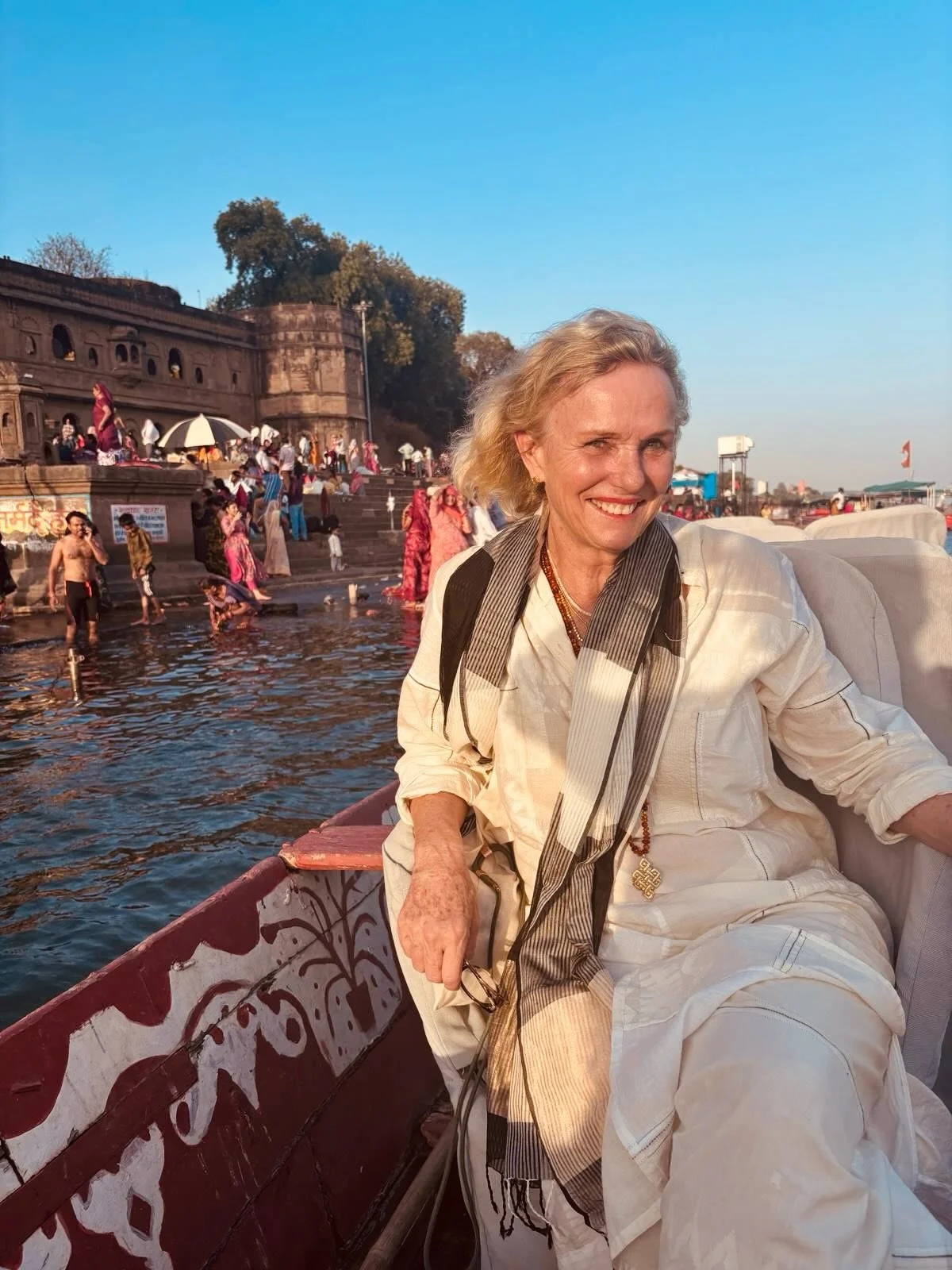 And then thousands upon thousands of devotees  arrived in  Maheshwar for the night to begin their pilgrimage by morning the shores of the river were empty again