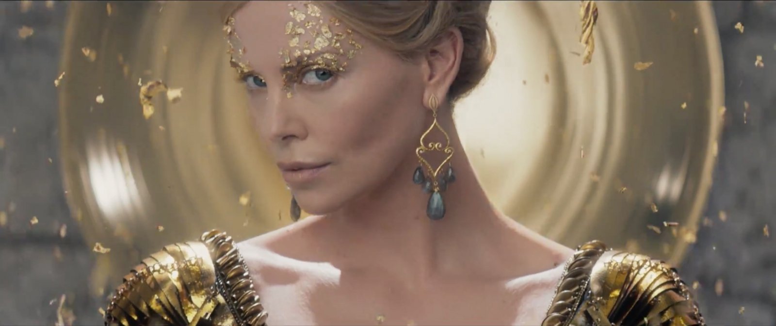 The Huntsman: Winters War (2016) We sold the costume designers for this movie silver and gold colored rings in enameled copper and anodized aluminum in 19g 532". Their designer assembled them. You can see the gold connecting the shoulder plates in th