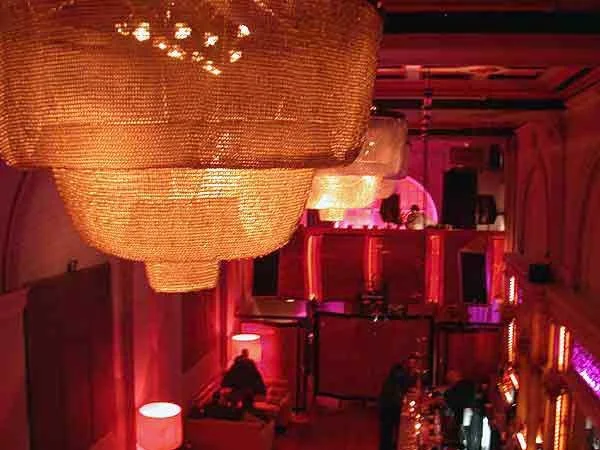 LA Night Club Chandeliers
TheRingLord made 8 smaller and 4 very large chandeliers using 12g 9/16” etched aluminum. 
The smaller ones were 2ft in diameter. The larger were 9 ft in diameter. All of the rings were hand woven.