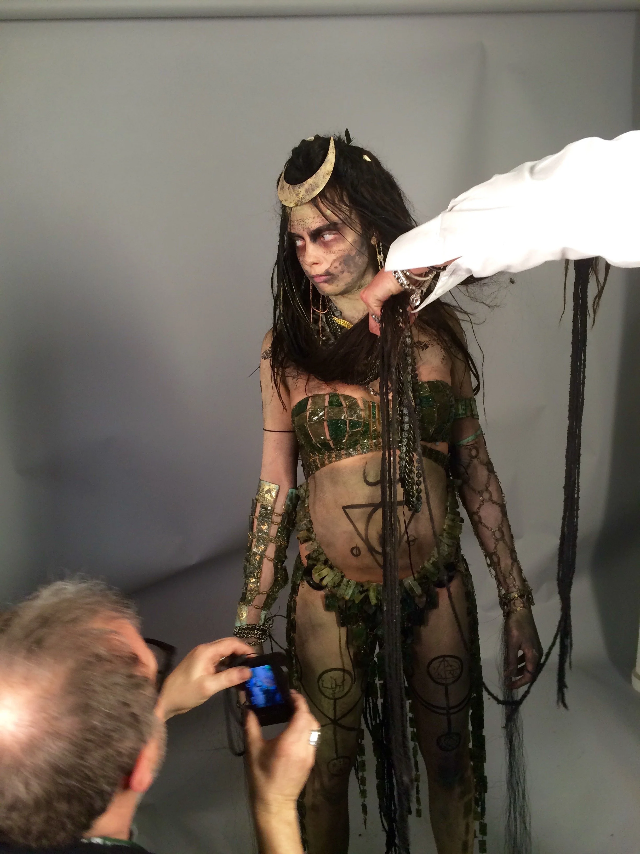 Suicide Squad (2016). We sold the costume designers 2 finished chainmail gloves used for Captain Boomerang.
We also sold supplies to the costuming department for this movie - they turned them into this costume for Enchantress (also posted in our gall