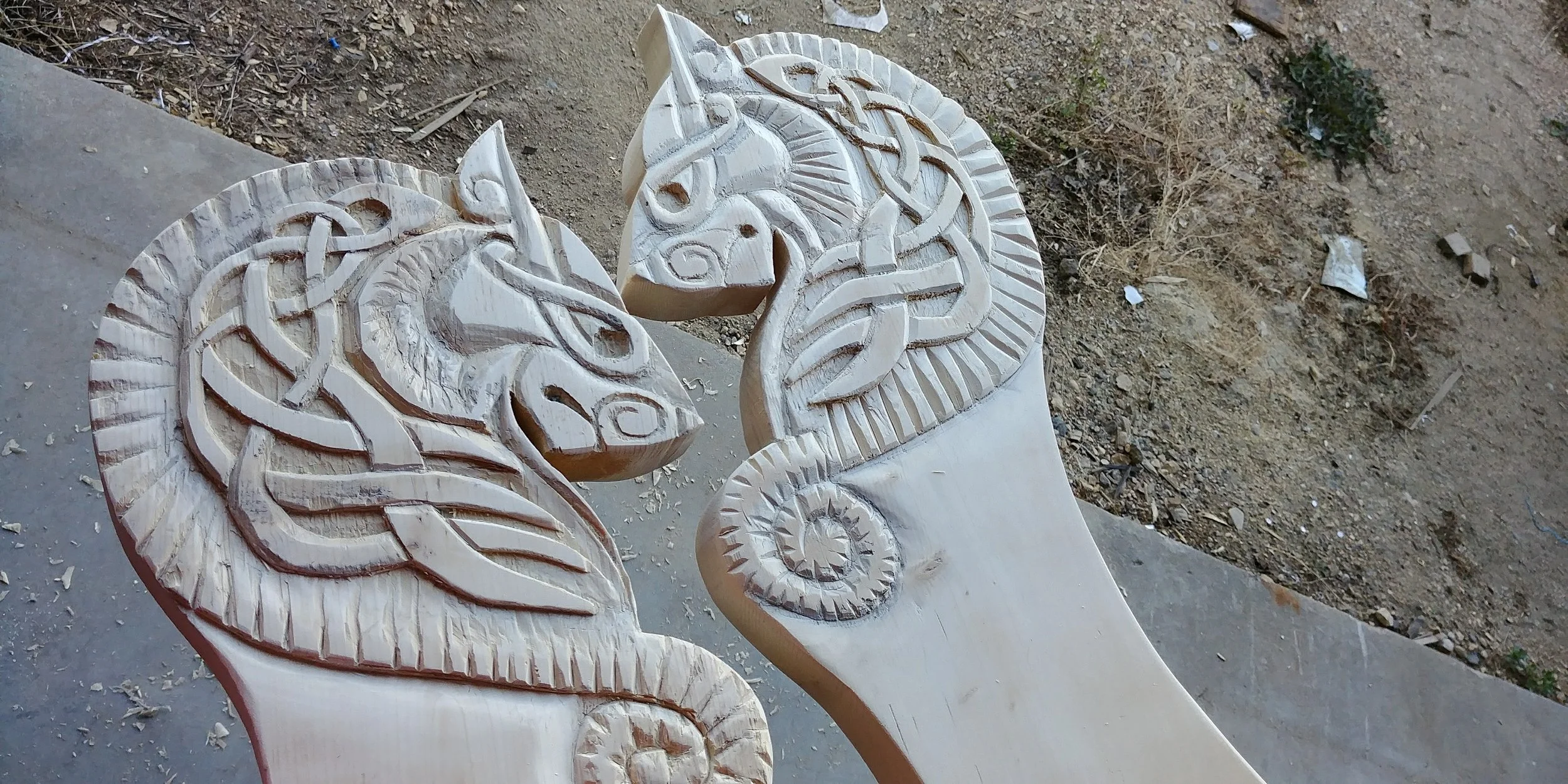 Commissions Viking Tent pole carvings