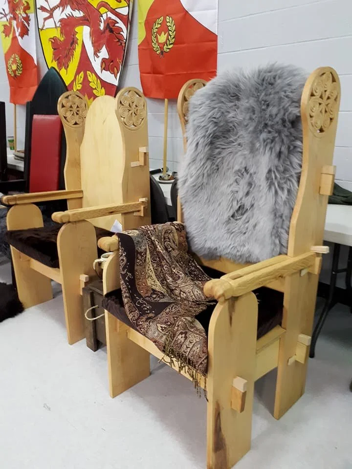 Maple Carvings for SCA Barony of Myrgan Wood Thrones
