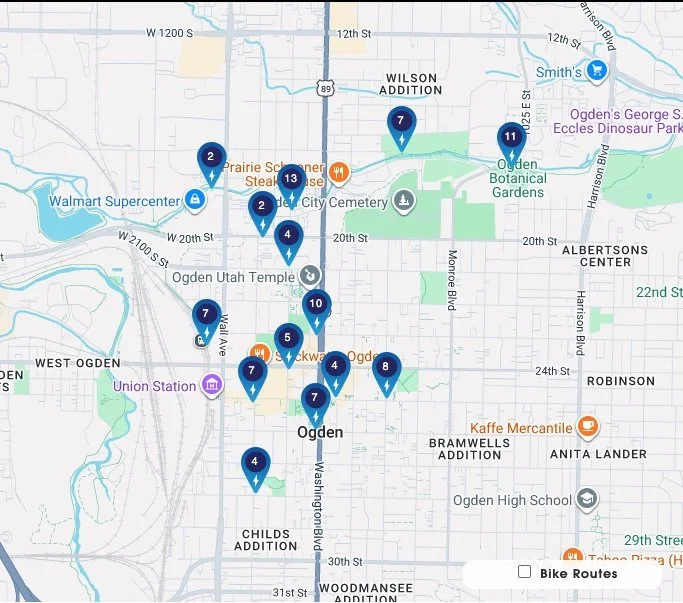 Snapshot image showing a map with locators of stations in Salt Lake City