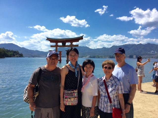 asian family on vacation 
