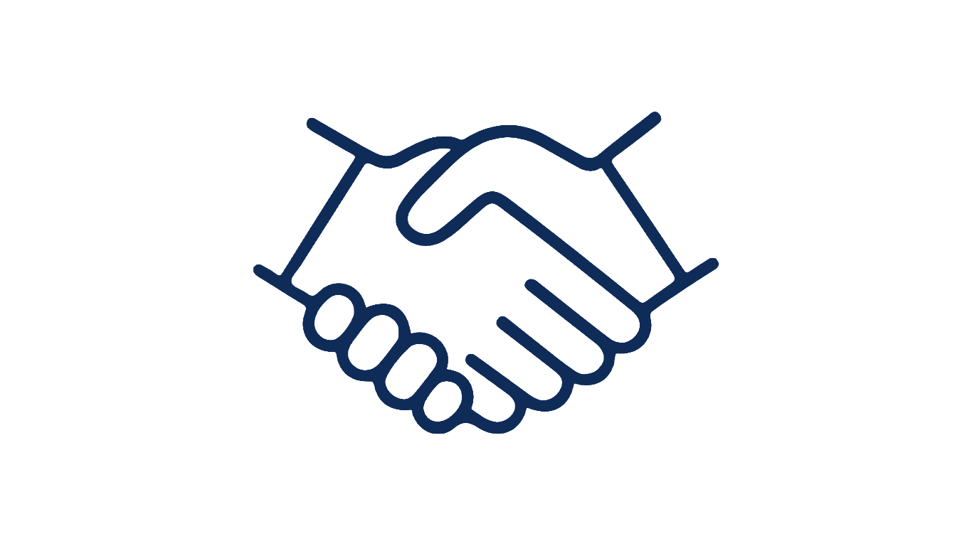 Simple line drawing of a handshake.