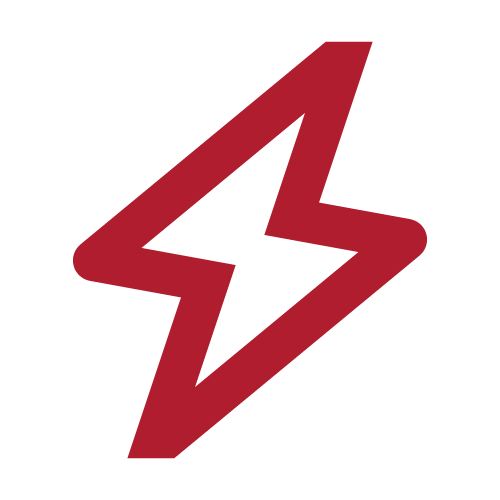 Red lightning bolt symbol on black background.