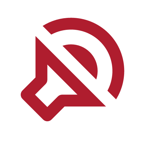 A red no sound or mute icon on a black background.