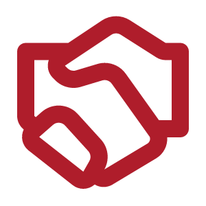 A maroon geometric logo with interlocking shapes on a black background.