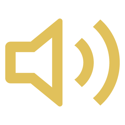 Speaker icon with sound waves indicating volume or audio.