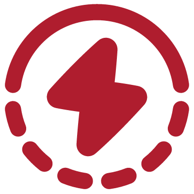 Red electric plug icon inside a dashed circle.