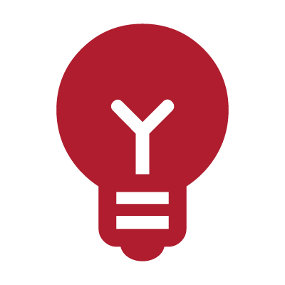 Icon of a red light bulb with the letter 'Y' inside.