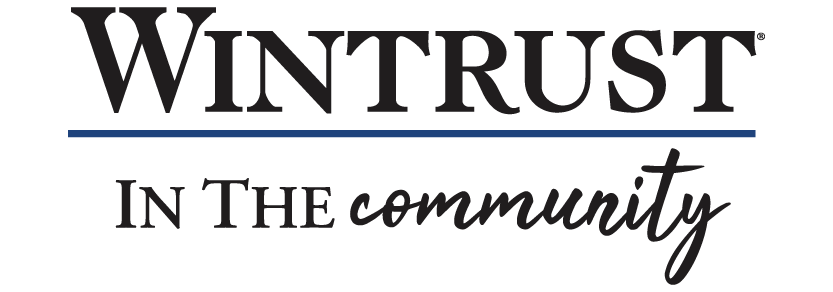 Logo for Wintrust in the community with the words 'Wintrust In The Community' in black text, the word 'community' in a cursive font.