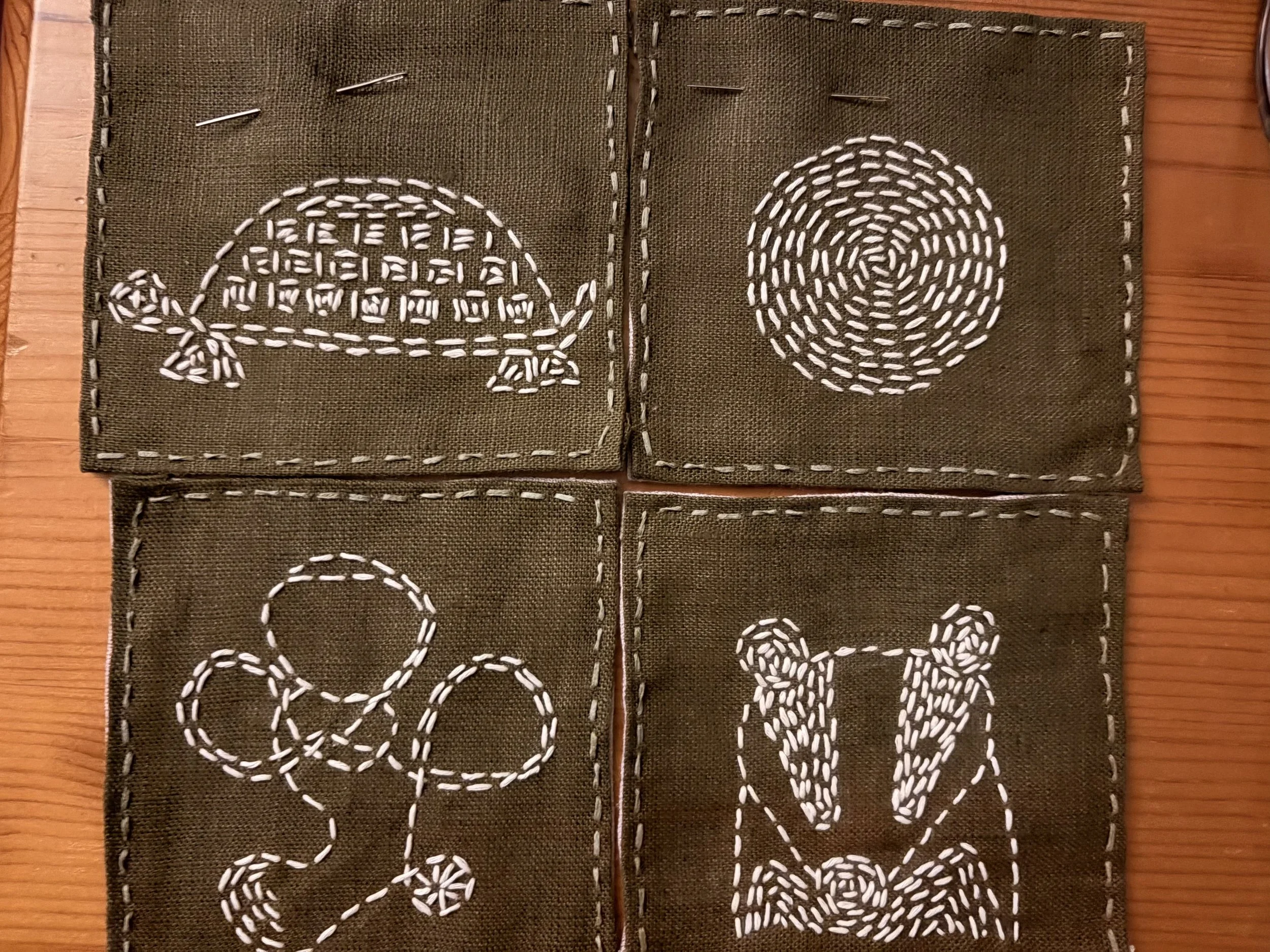Sashiko inspired embroidered coasters