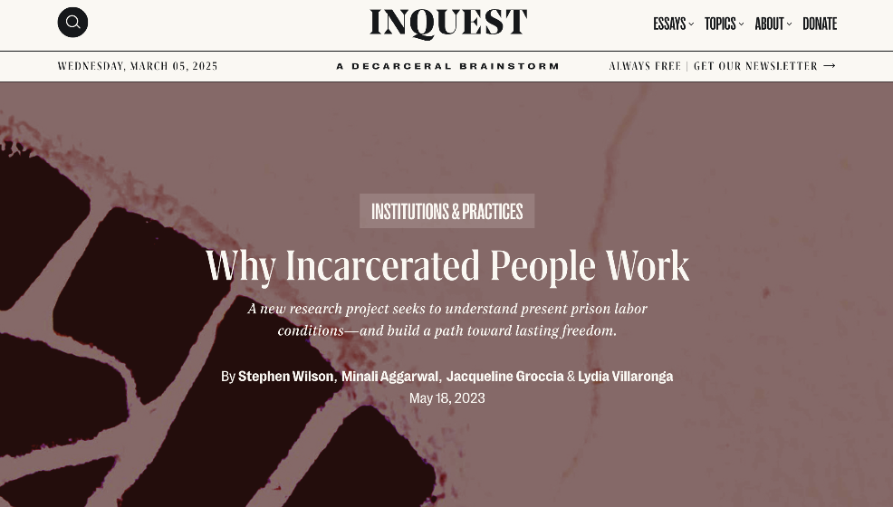 Why Incarcerated people work