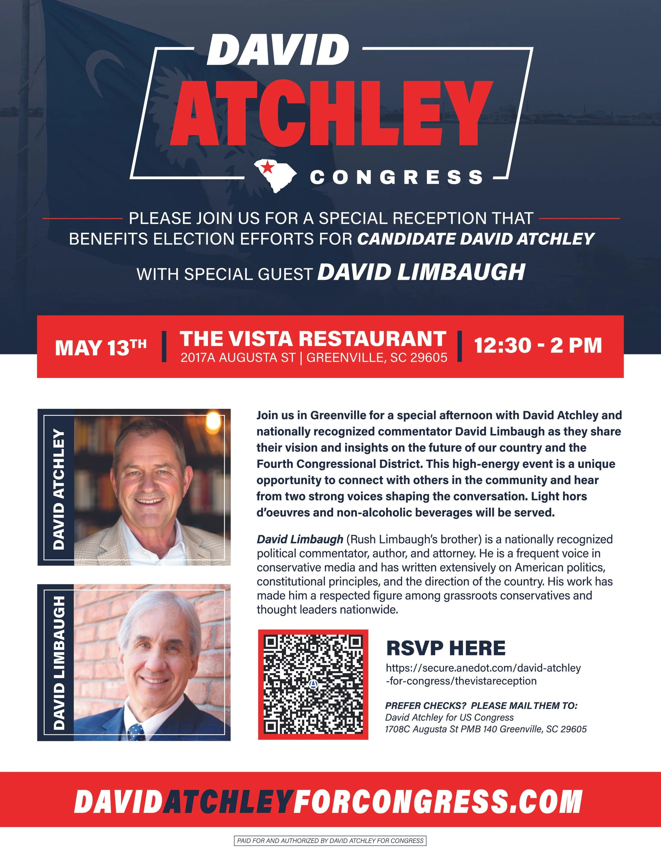 May 13 | Greenville Reception with David Limbaugh