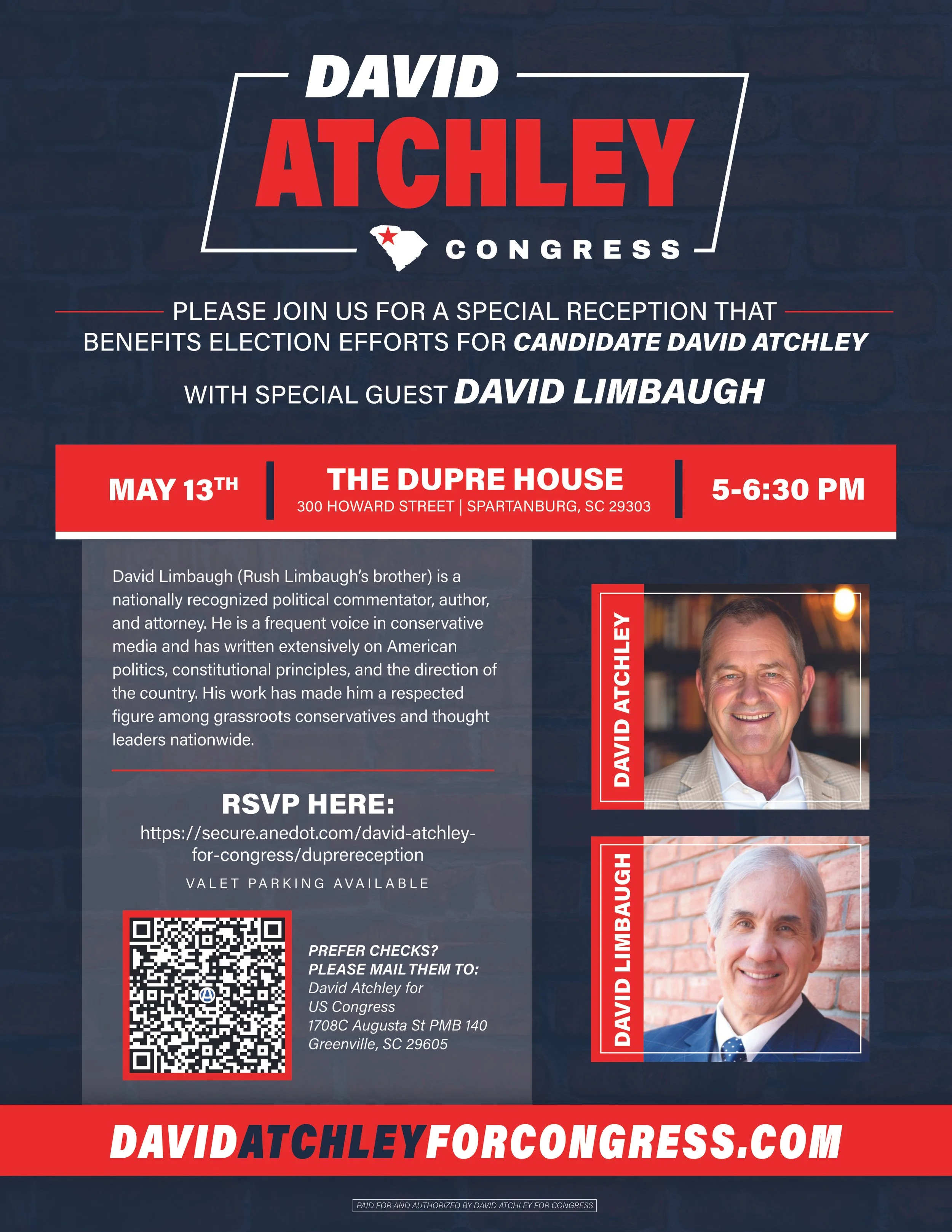 May 13 | Spartanburg Reception with David Limbaugh