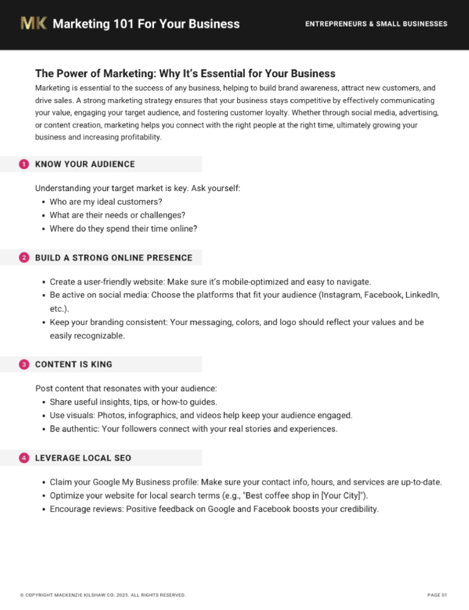 FREE Marketing 101 Download