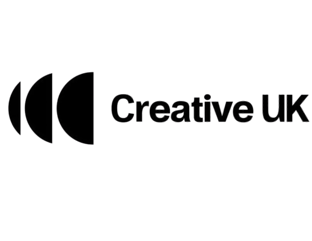 Logo with three curved lines followed by the text 'Creative UK'.