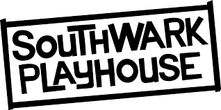 Logo for 'Southwark Playhouse' written in black text surrounded by a black border.