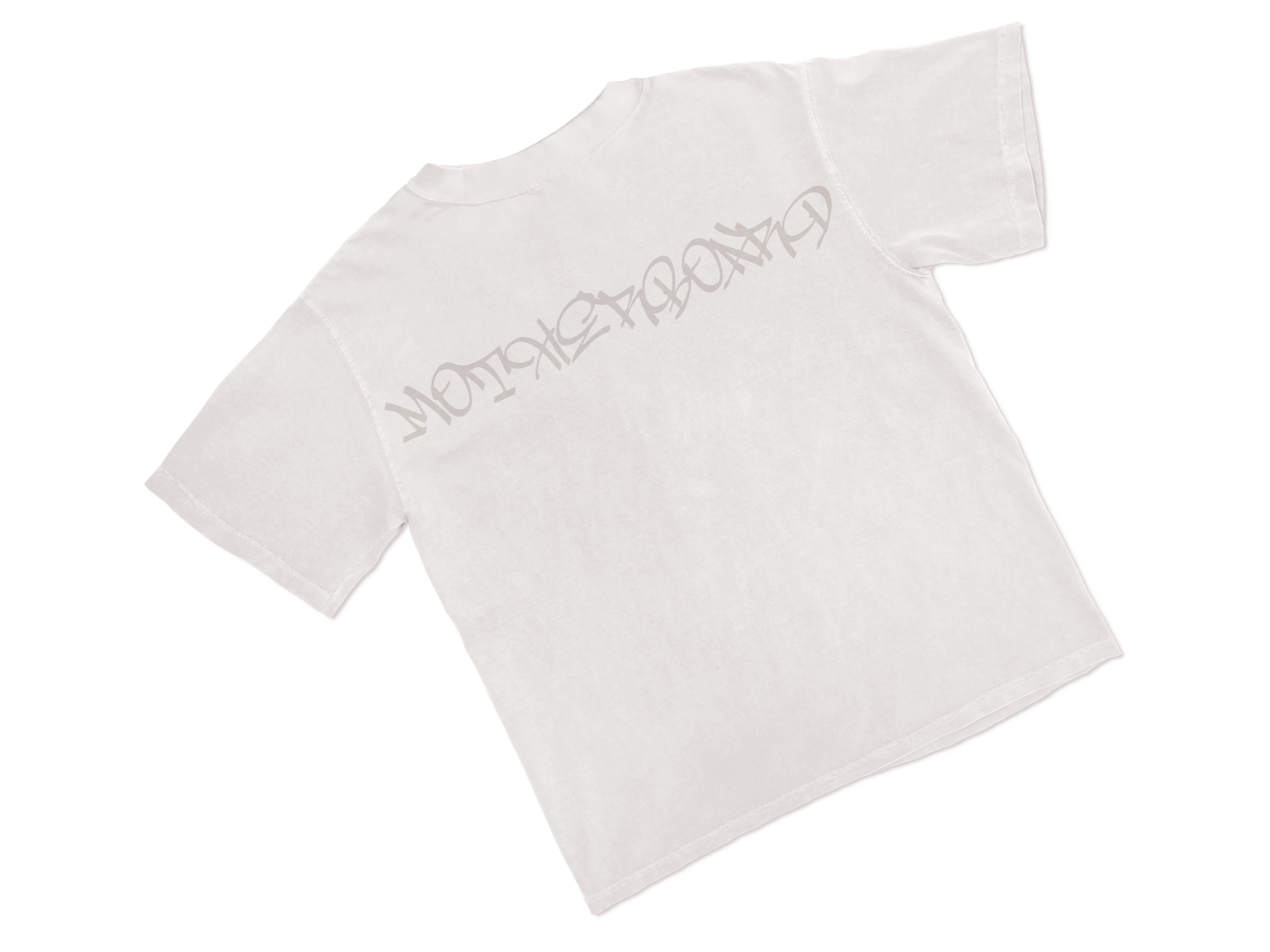 White T-shirt with stylized text on front