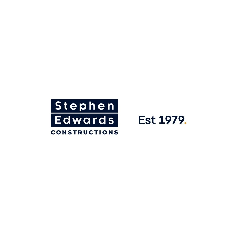 Logo for Stephen Edwards Constructions, established in 1979, with navy blue and white text on a white background.