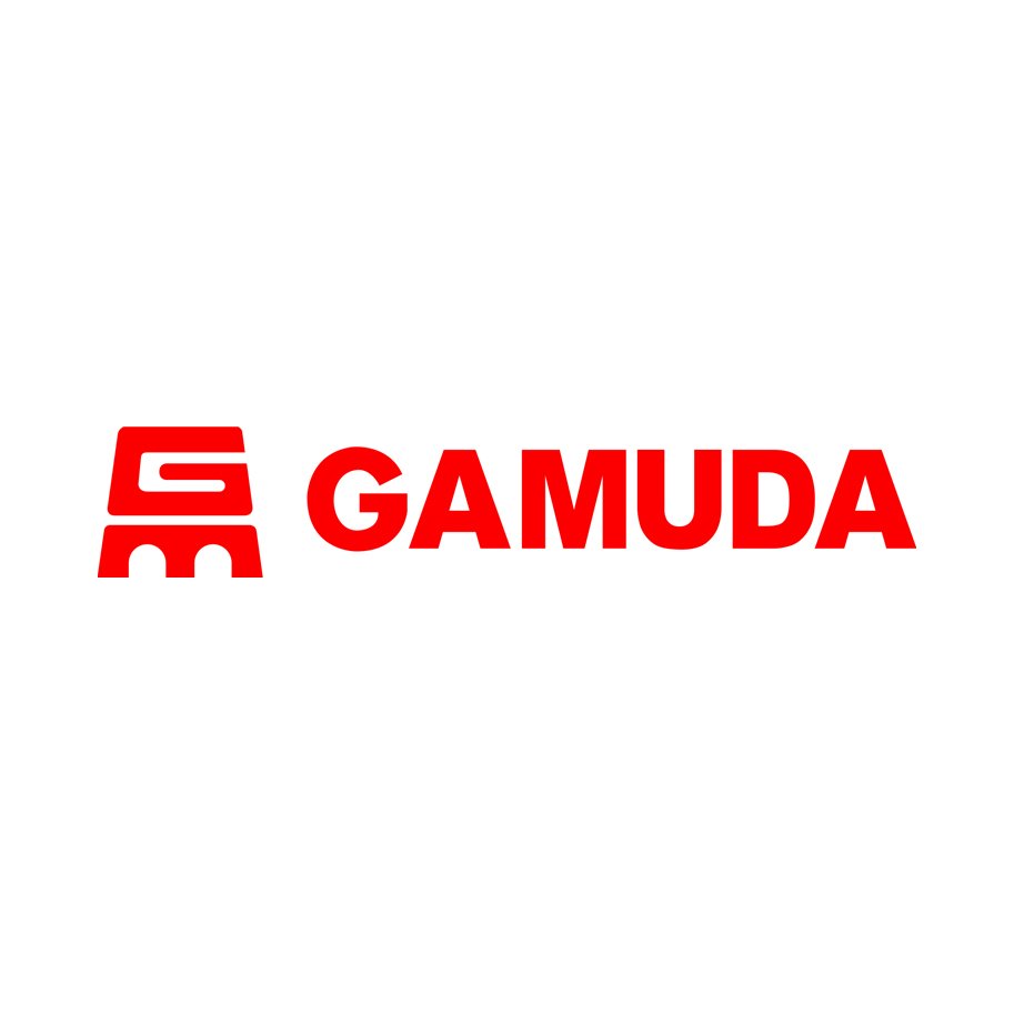 GAMUDA logo with red stylized emblem and red text on a white background.