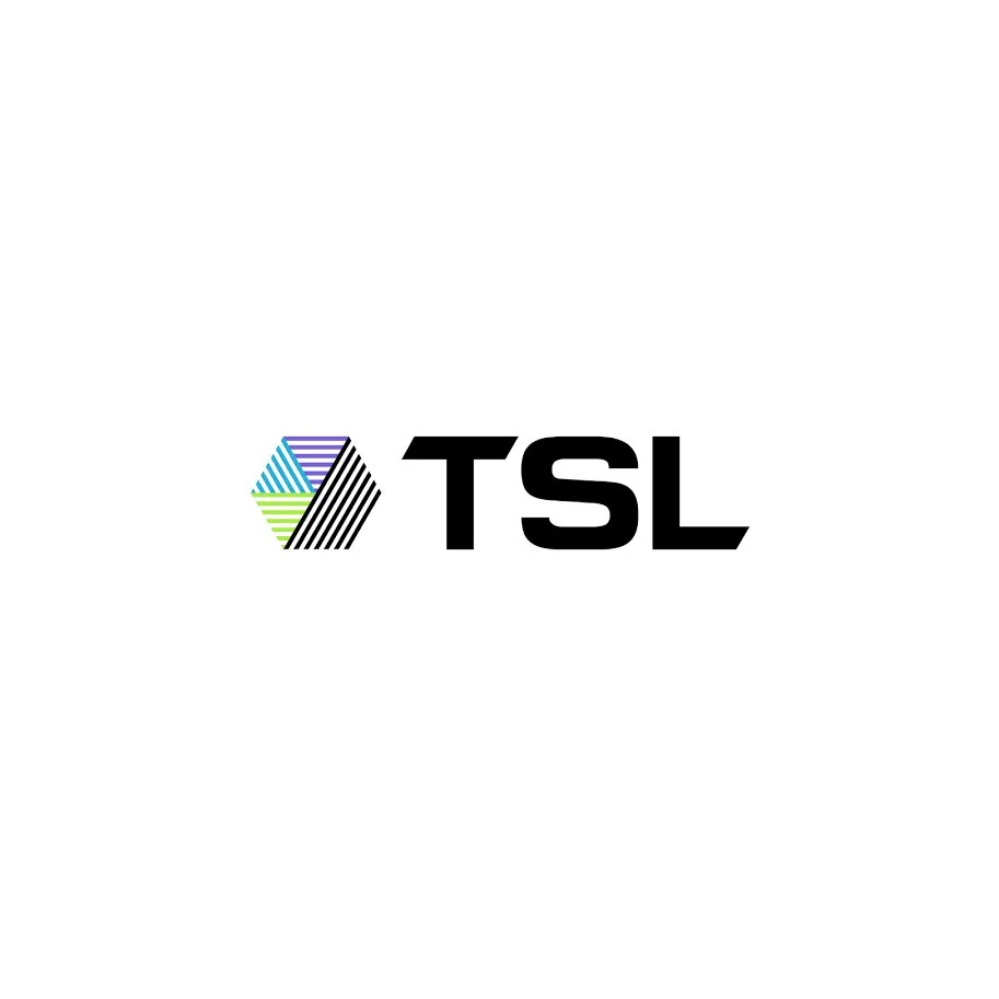 TSL logo featuring a multicolored hexagon with striped patterns and the bold black letters 'TSL' beside it.