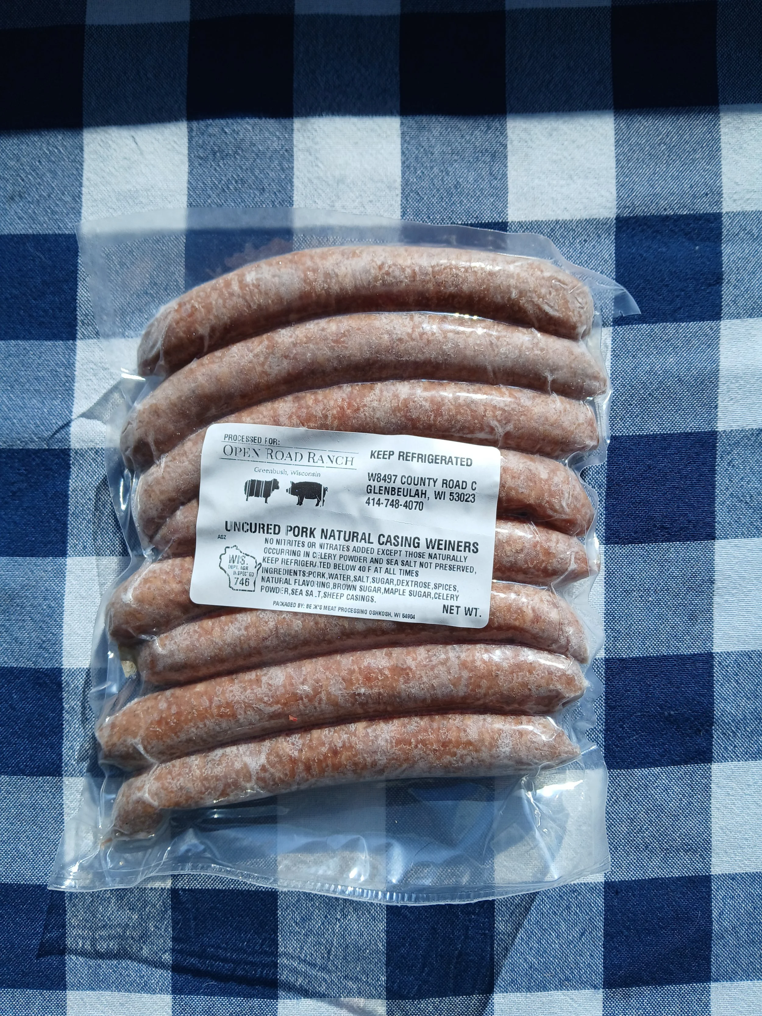 Uncured Natural Casing Wieners