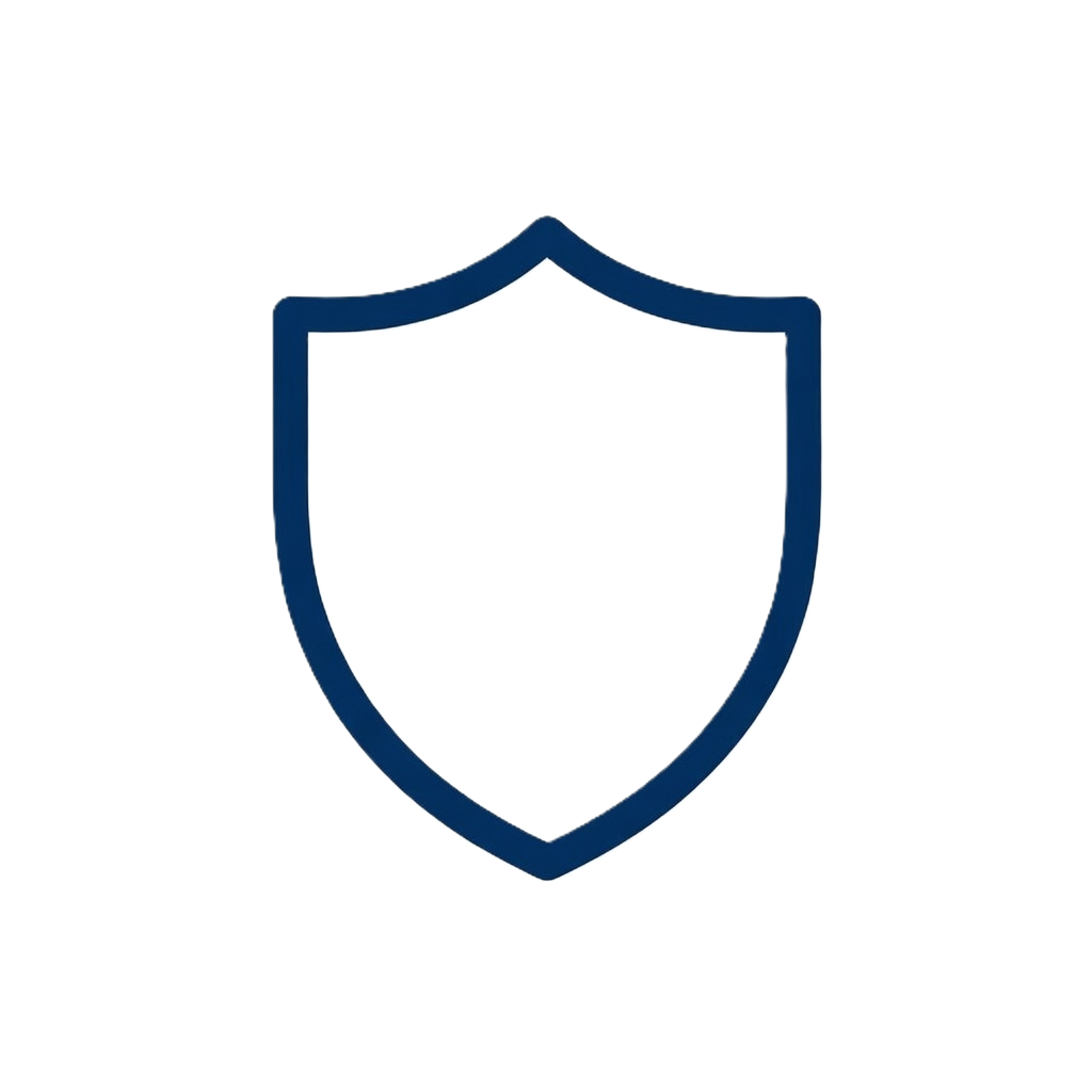 Blank shield emblem with a navy blue outline and a light blue background.