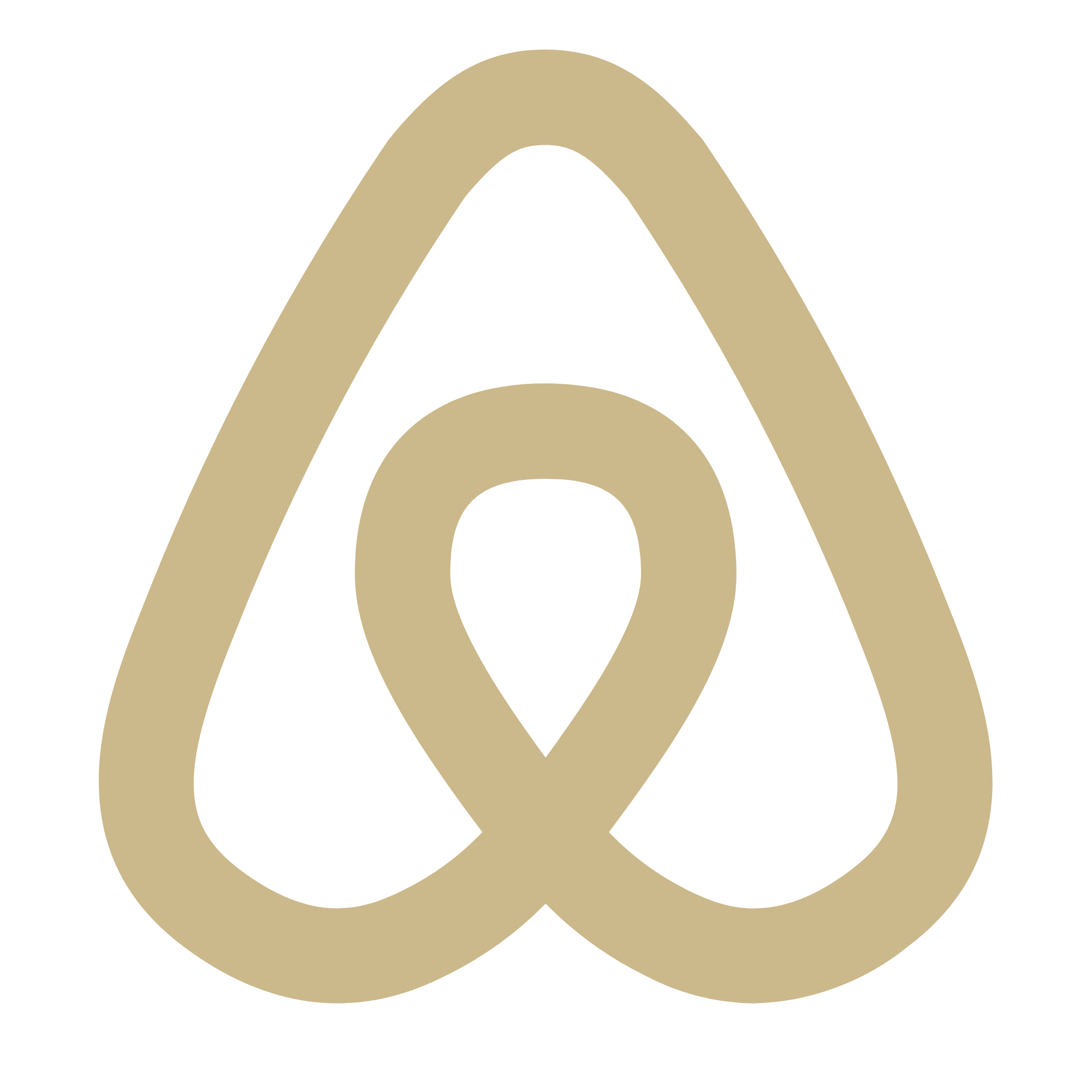 Airbnb logo in beige on black background.