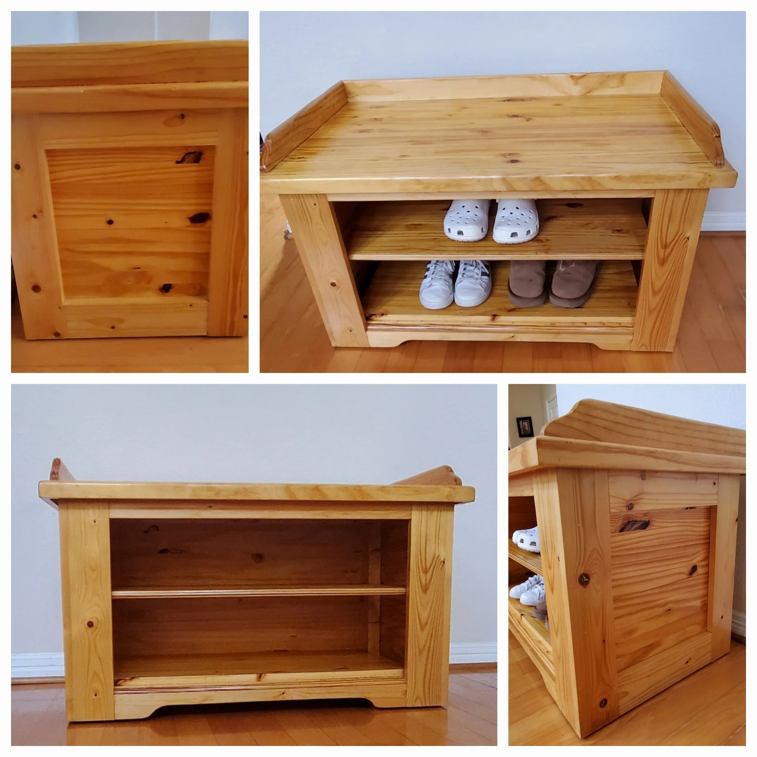 "The mud crab" --- Handmade White Pine Entry Bench, Mudroom Shoe Storage