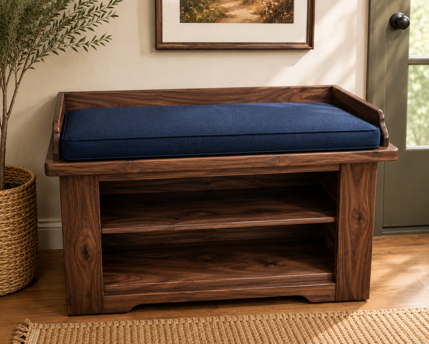 "The mud crab" --- Handmade White Pine Entry Bench, Mudroom Shoe Storage