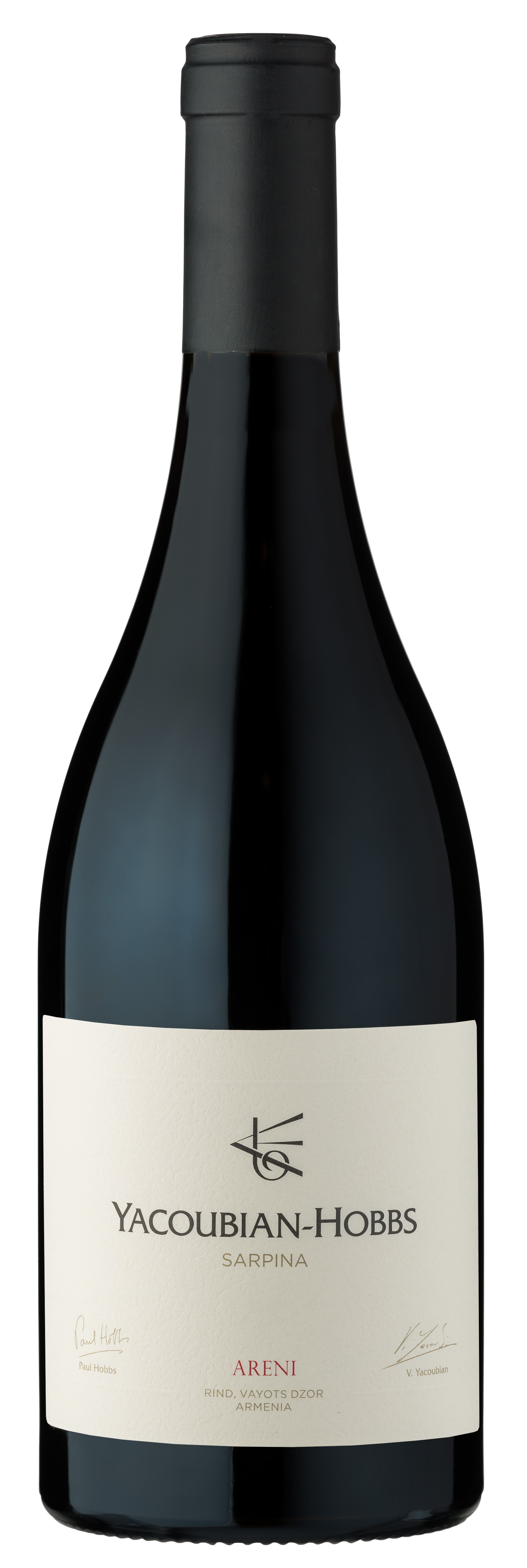 A bottle of Yacoubian-Hobbs 'Sarpina' barrel aged reserve Areni wine from Vayots Dzor Armenia.