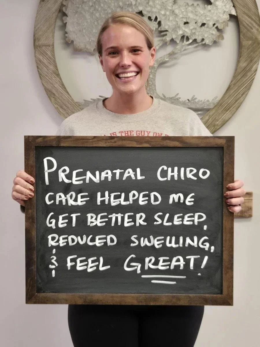 Pregnant mom sharing prenatal chiropractic care results