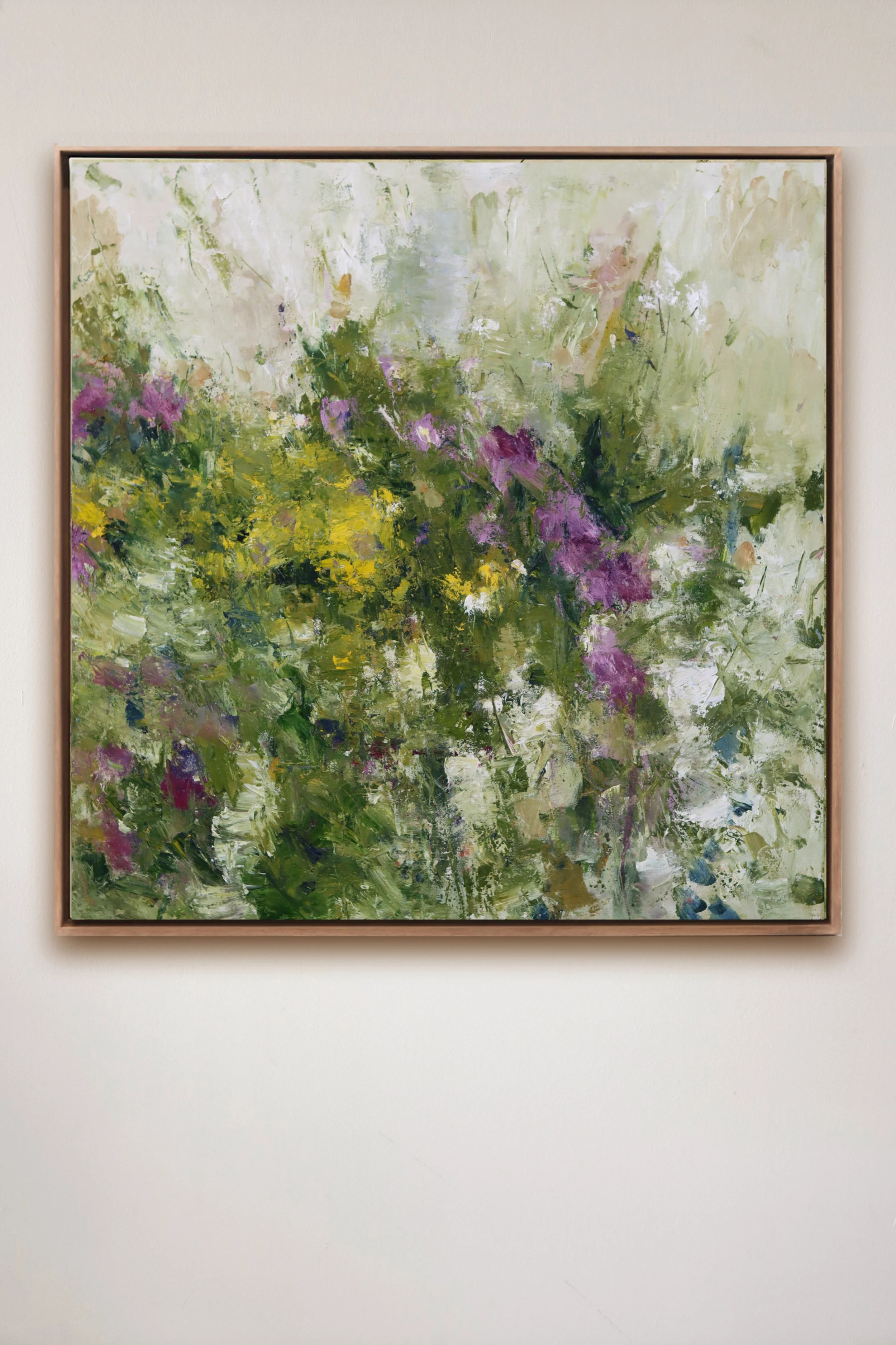 Summer hedgerow (Campanula and Yarrow) 80 x 80cm on wall.jpg