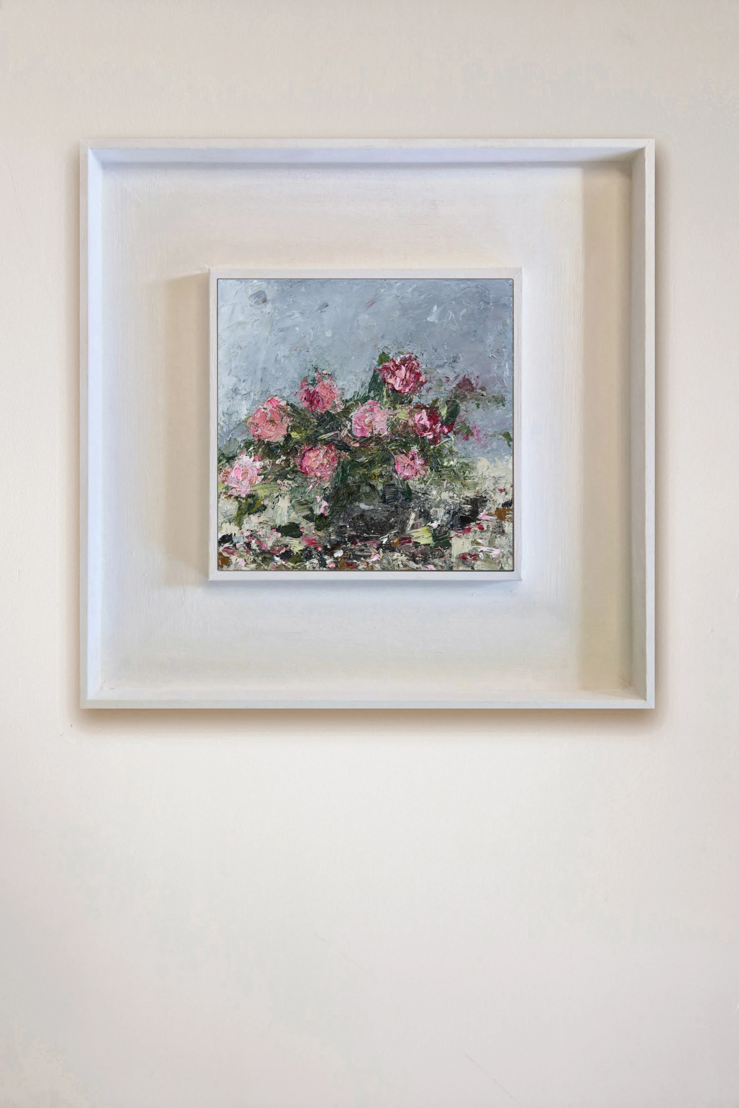 Fresh Pinks, Tangled Roses 15 x 15cm on wall.jpg