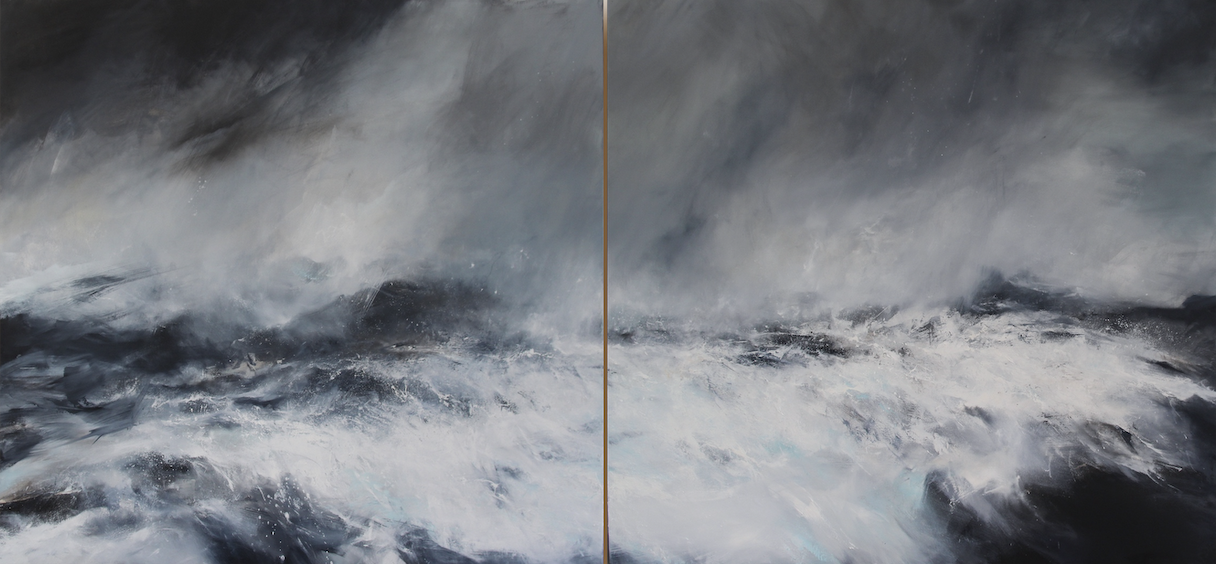 Snjóbylur yfir hafinu, Skagaströnd (diptych)