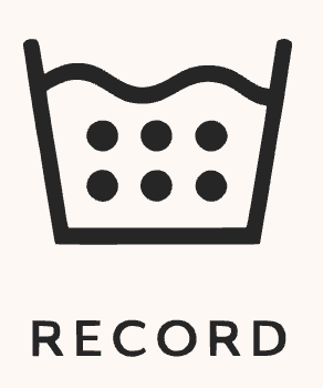 Washing machine drum with the word 'RECORD' below it.