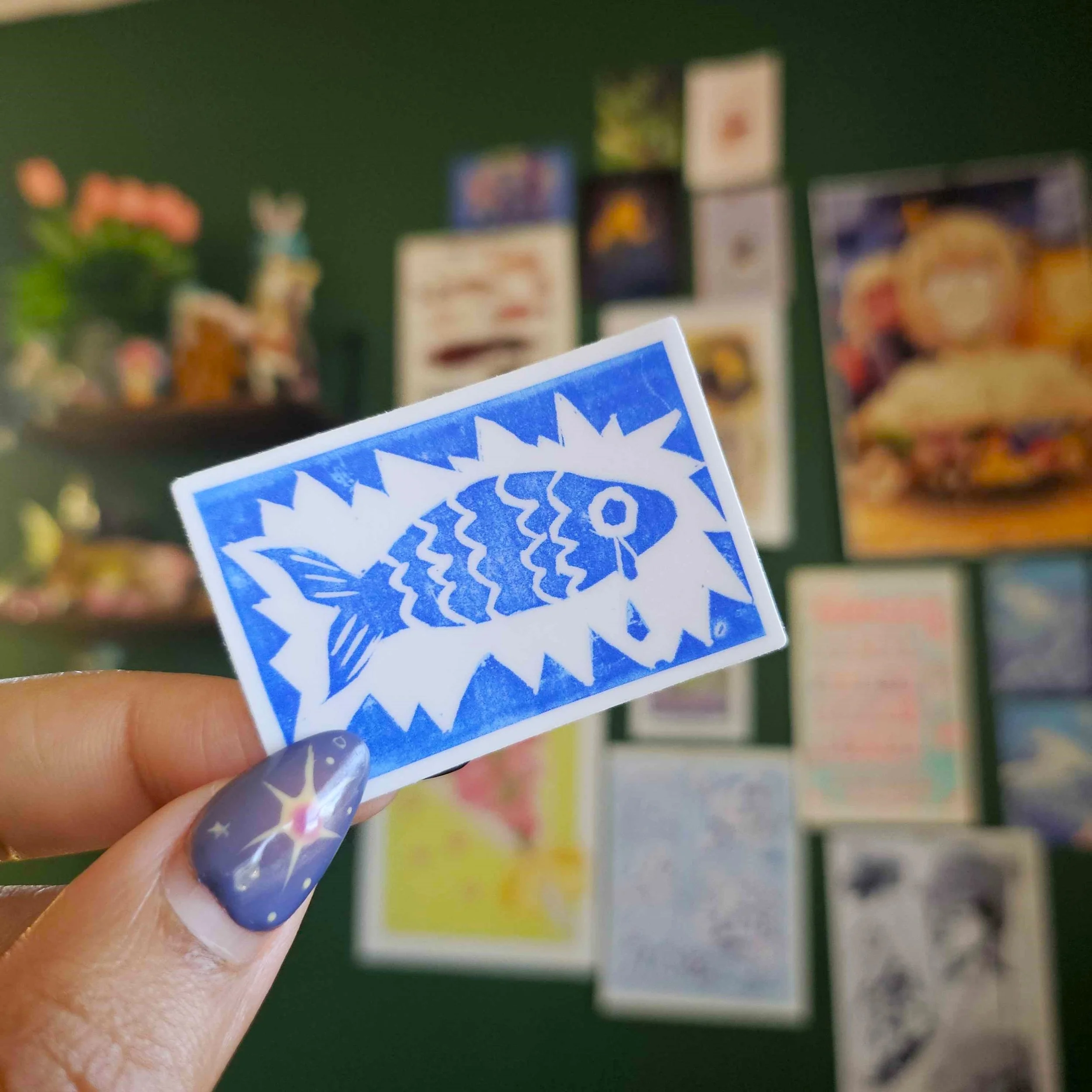 blue lino fish sticker