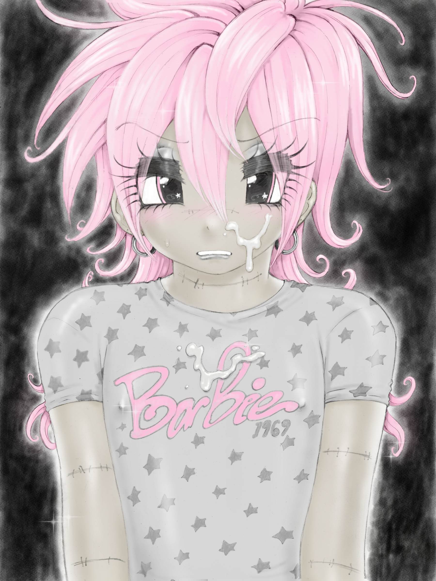 Yaoi, 2000s anime illustration, boys love, zombie boy, pink hair