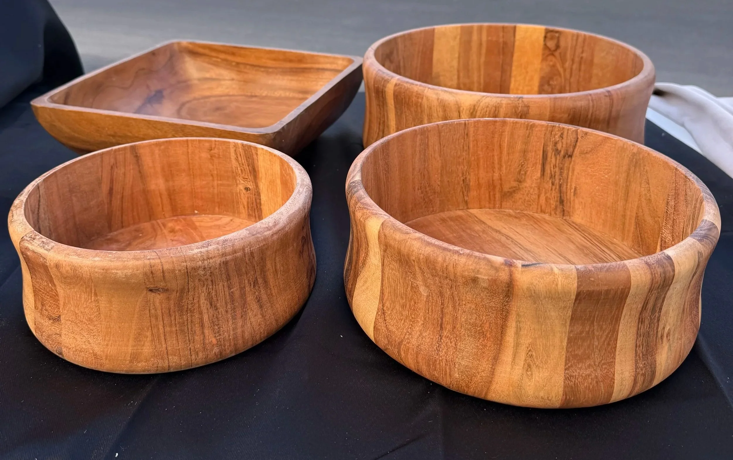 Wood Salad & Dipping Bowls
Pickup or Delivery — $2 each

(includes assorted sizes: small, medium, large, and one square bowl - delivery fee based on mileage)