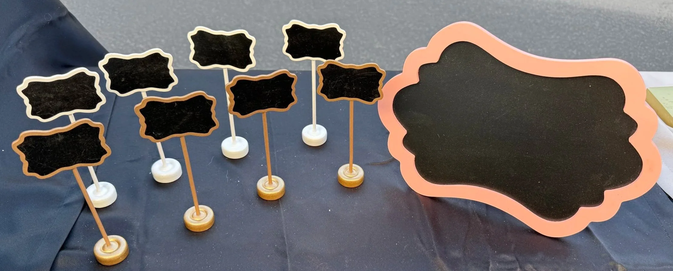 Table Number Stands (Mini & Large)
Pickup or Delivery — $0.25–$1 each

(mini stands $0.25 each; large stands $1 each, ideal for table numbers or signage - delivery fee based on mileage)