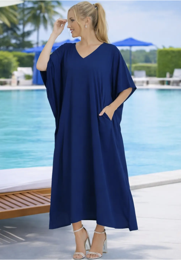 Women's Kaftan Dress Navy, L